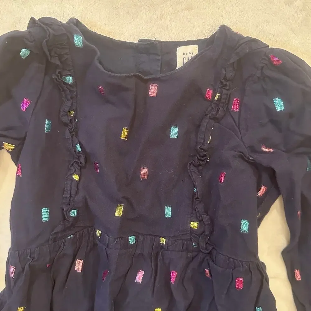 Baby Gap Metallic Dot Dress sz 5 Long Sleeve Dress